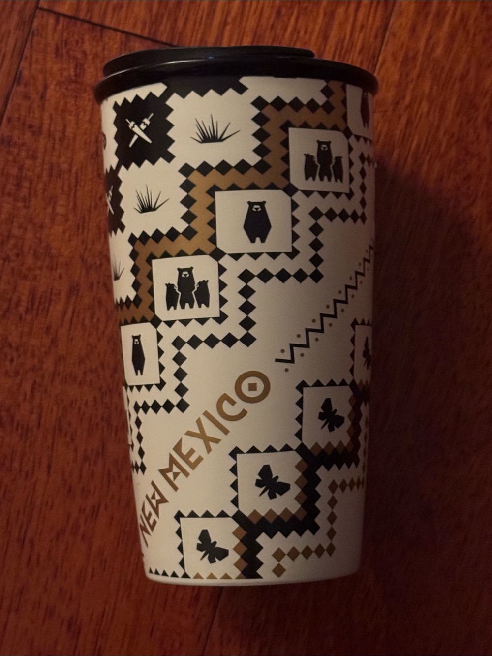 Starbucks New Mexico White Black and Gold Travel Tumbler